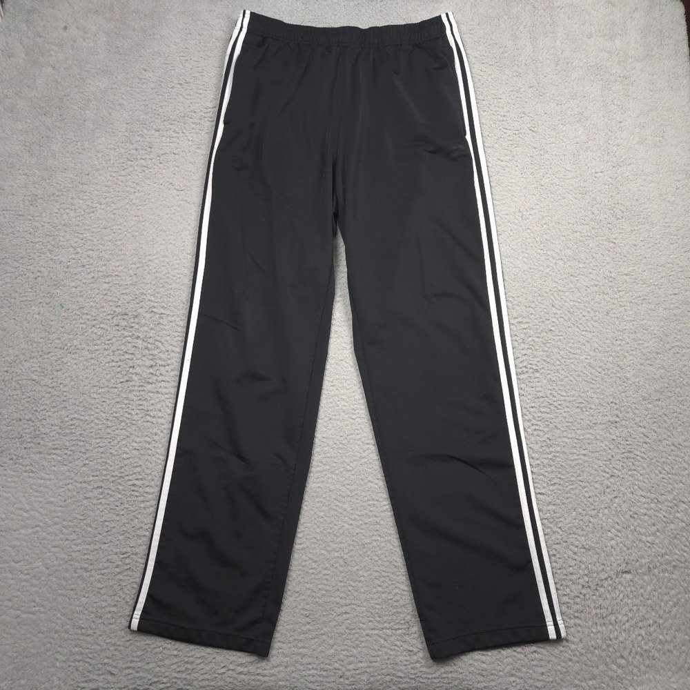 Adidas Essentials 3-Stripe Track Pants Men XL Tall Black White Open Hem BK7402